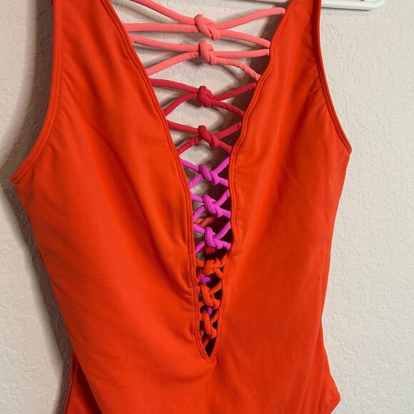 Bleu Rod Beattie Knotty Lattice One Piece Swimsuit Sz 4 - Picture 2 of 8